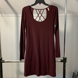 Mudd Burgundy Long Sleeved Dress Medium